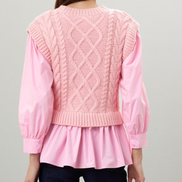 English Factory Cable Knit Sweater in Blush, L - Picture 3 of 9